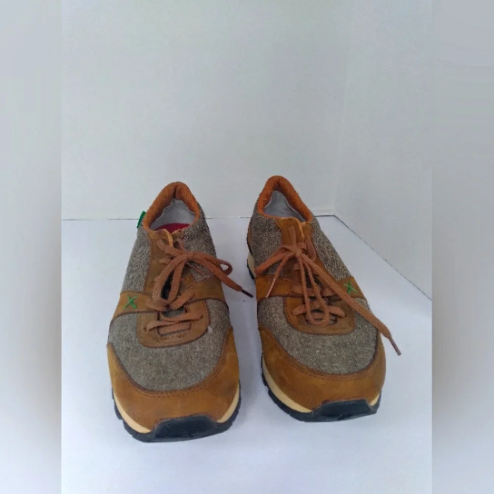Eco Sneakers Brown‎ Tweed Casual Walking Shoes Comfy Lace Up Size Unknown